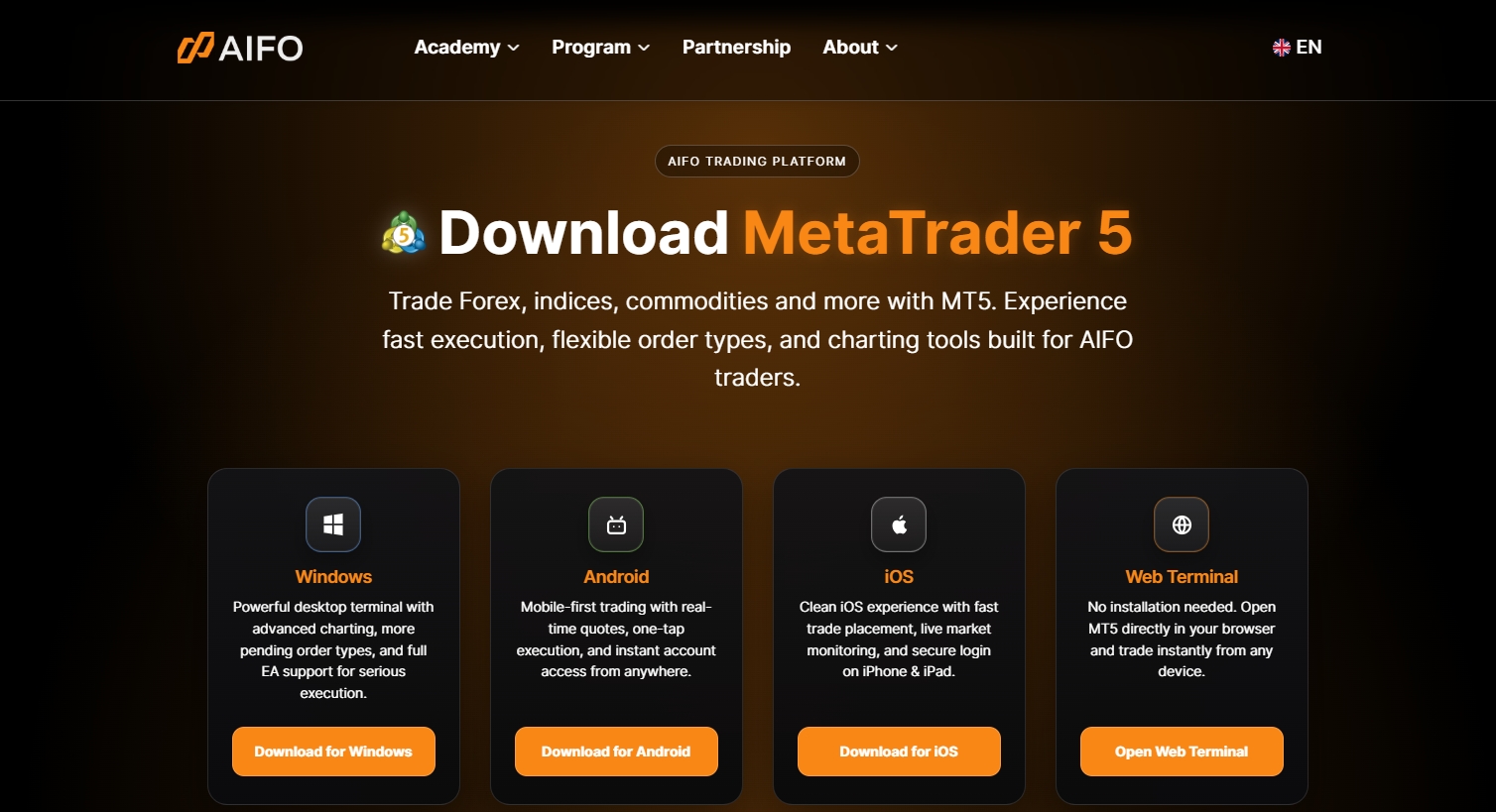 AIFO MT5 prop firm account models and trading rules