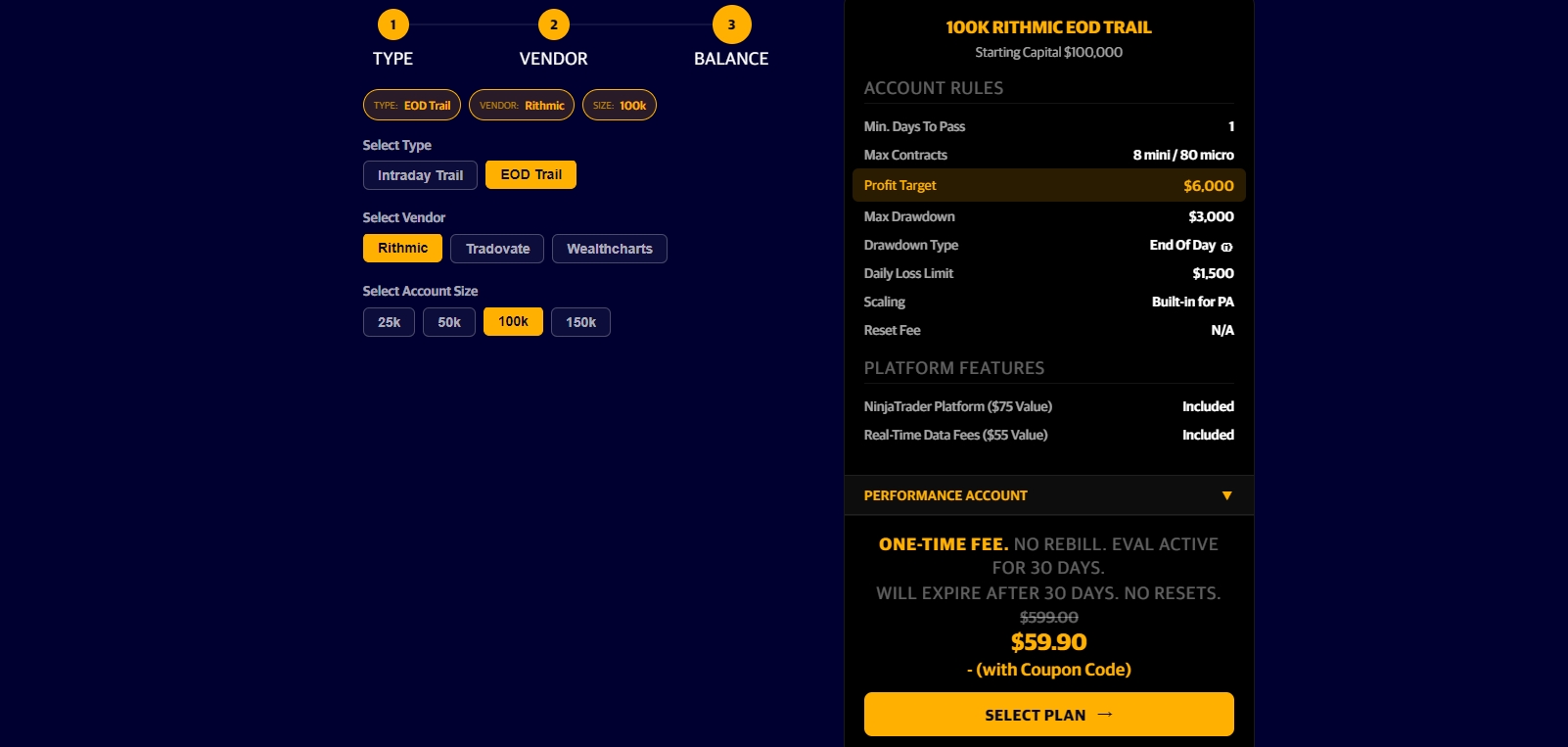 Apex Trader Funding futures account rules and payout conditions