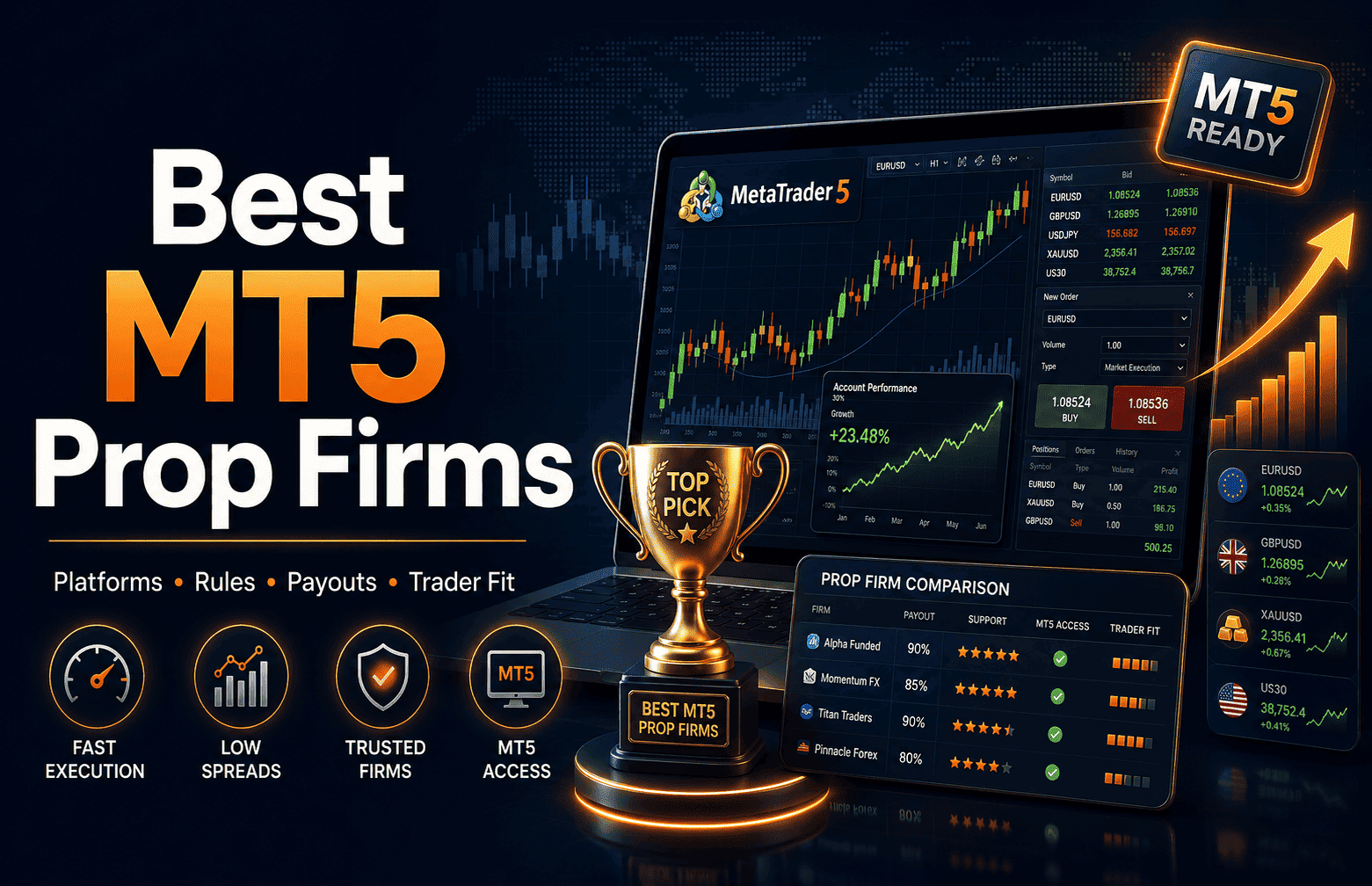 Best MT5 Prop Firms 2026: Rules, Spreads and Payouts