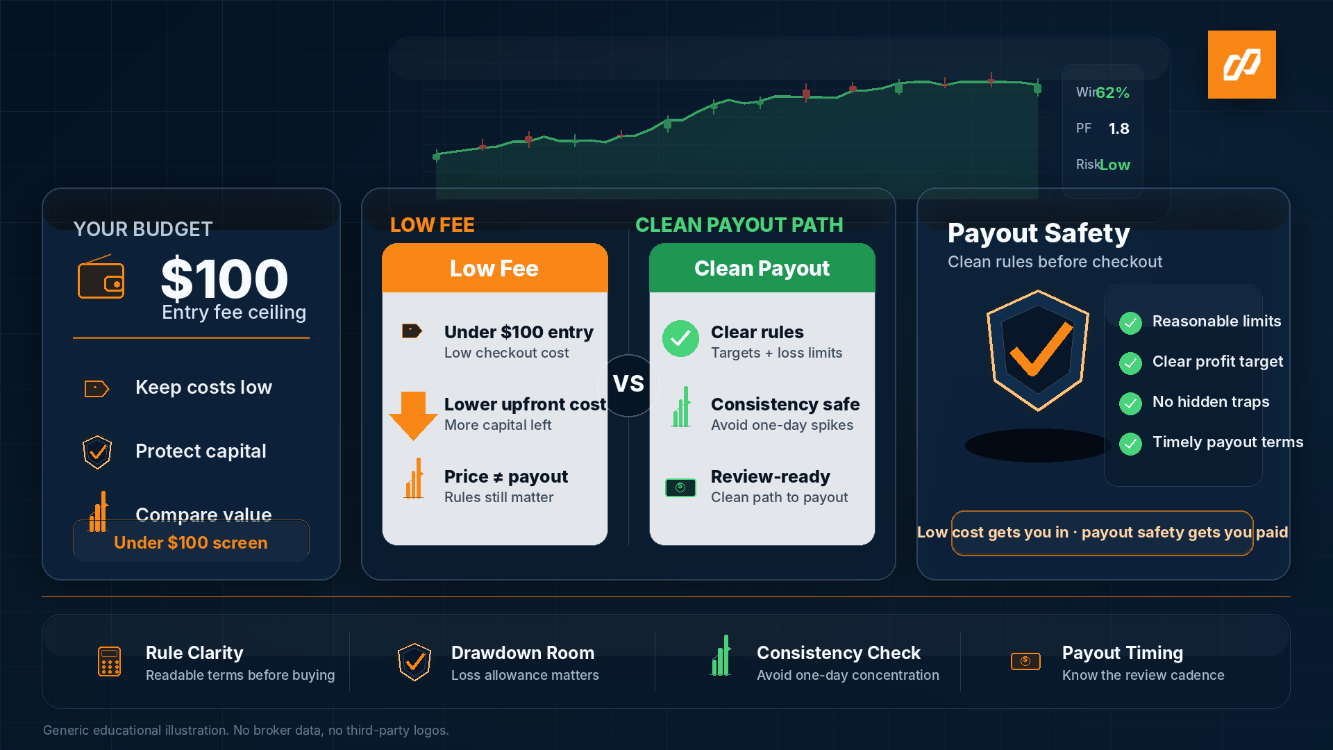 Cheapest prop firms under 100 dollars compared by payout safety and total cost