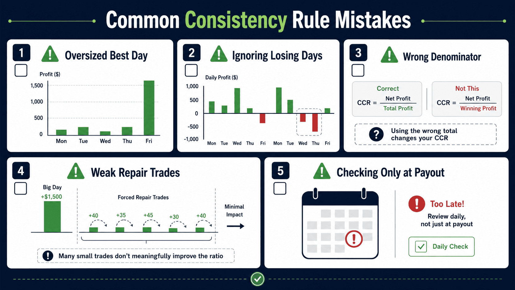 Common mistakes traders make with prop firm consistency rules