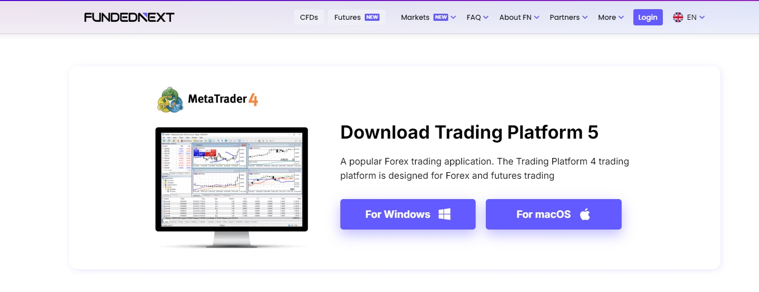 FundedNext MT5 account models and platform support